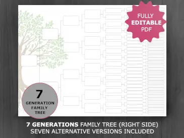 7 Generation Family Tree Chart RIGHT-side