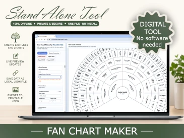 Fan Chart Maker: Printable Genealogy Chart Tool (Digital Tool)